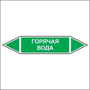 Знак маркировки трубопровода Горячая вода - двусторонние направление