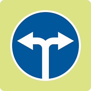 Дорожный знак с флуоресцентной окантовкой 4.1.6 Движение направо или налево