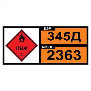 Знак опасности. Табличка номер опасности и номер ООН (OON345Д-2363) (Знак кода номера ООН)